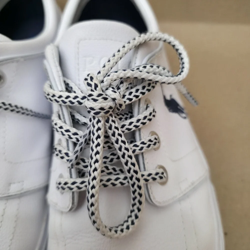 Polo Ralph Lauren Sz 10.5 D Faxon Low Mens White Athletic Leather Shoes Sneakers